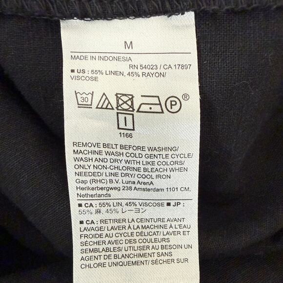 Banana Republic Linen Belted Shirt Dress Black Button Front Midi Long Sleeve | M - Picture 6 of 10